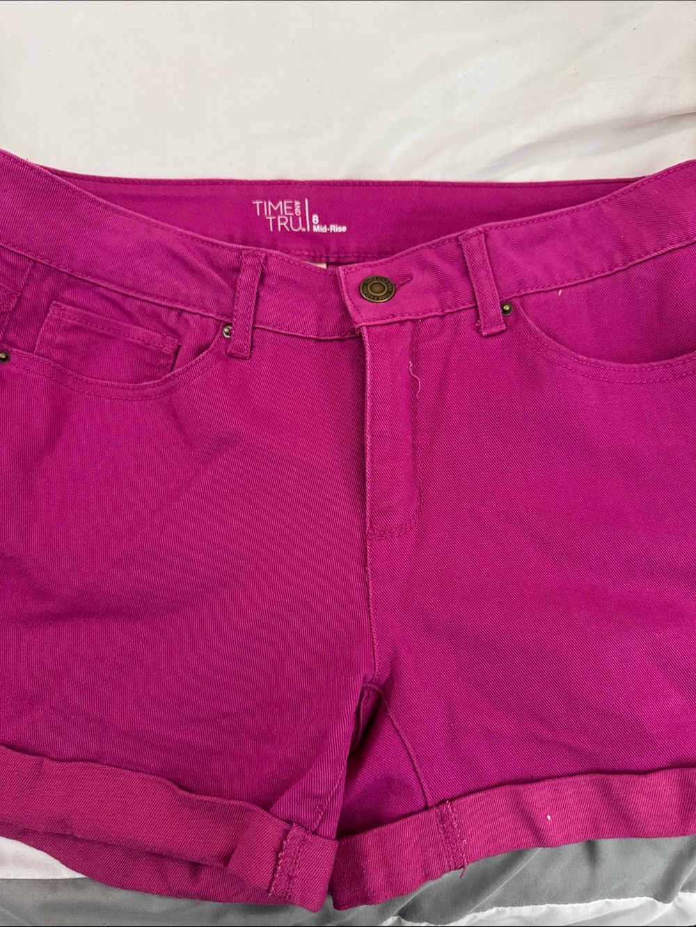 Time and Tru Women's Bright Pink Boyfriend Denim Shorts